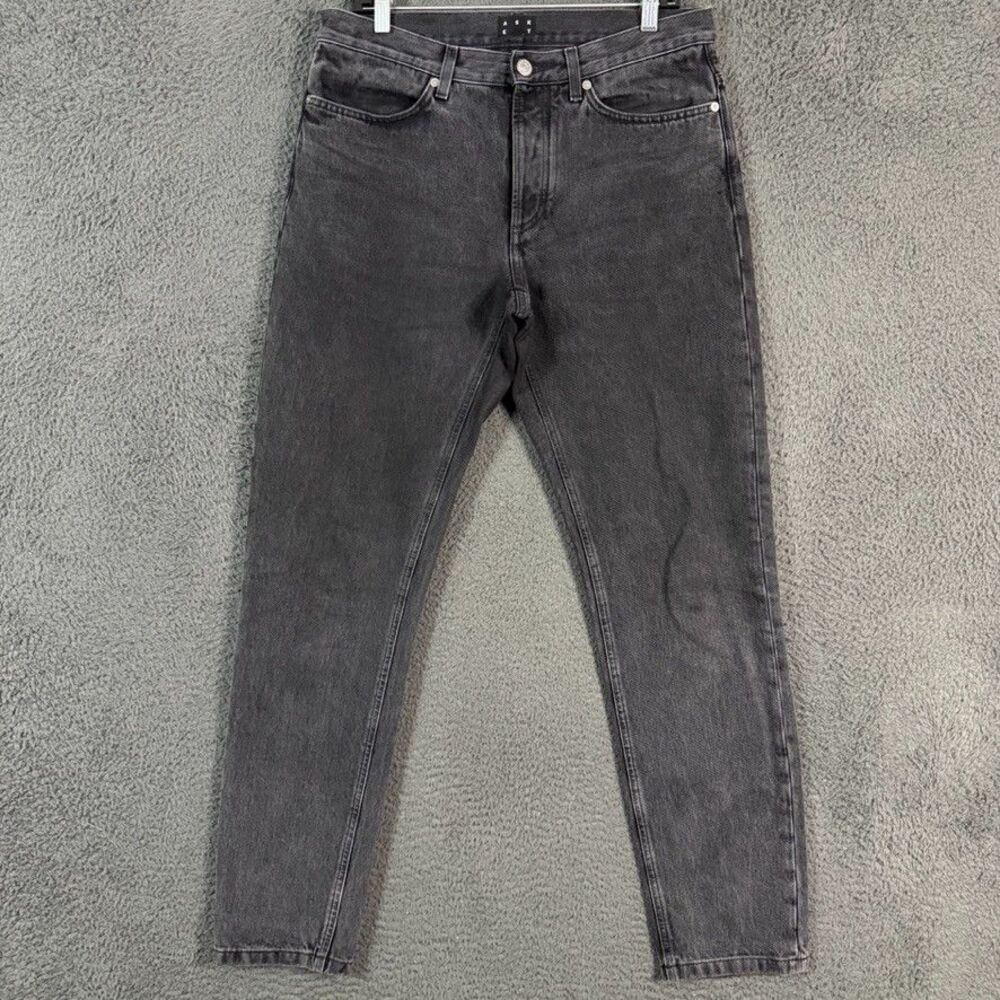 Asket Jeans Mens 32x32 Black Regular Fit Button Fly Denim Pants Made in Italy